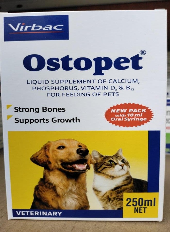 Virbac, Ostopet 250ml - Liquid Supplement aiding Bone Health and Growth for Pets- Pack of 2 - Image 1